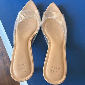 Clear / Tan Kitten Heels, A New Day, Size 9